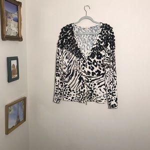 Boston Proper Appliqué Cardigan